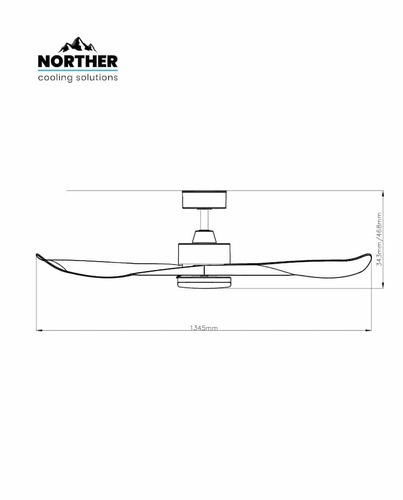NORTHER CCT 18 שחור+עץ 3 כנפיים ''53+שלטW VITA מאוורר תקרה