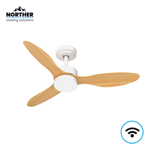 NORTHER WiFi 24 לבן+עץW CCT 42+שלט" VERMONT מאוורר תקרה