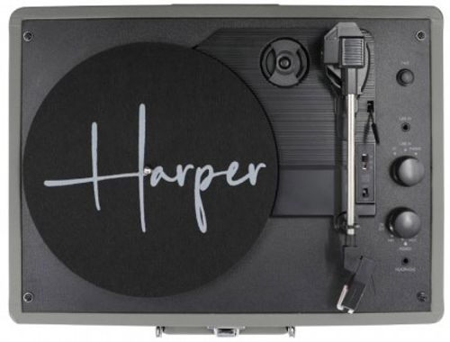 פטיפון Bluetooth מזוודה עם הגברת DSP ורמקולים סטריאו Harper HRT-10 - צבע ורוד