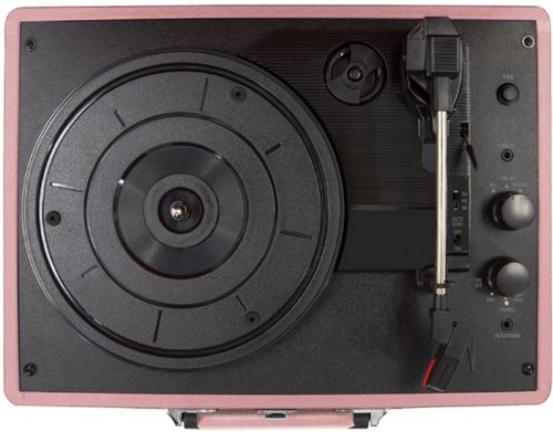 פטיפון Bluetooth מזוודה עם הגברת DSP ורמקולים סטריאו Harper HRT-10 - צבע ורוד