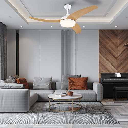 WH 36 ושלטW CCT לבן+עץ Valeria 52 DC מאוורר תקרה