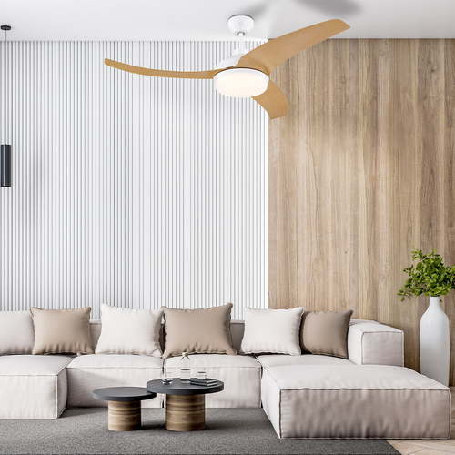 WH 36 ושלטW CCT לבן+עץ Valeria 52 DC מאוורר תקרה