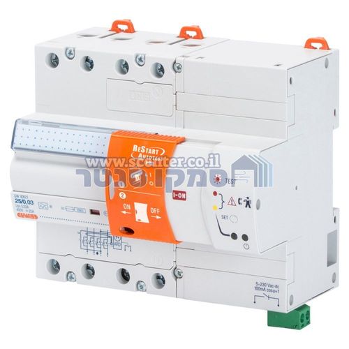 מפסק משולב פחת 7 מודול ארבעה קטבים Gewiss Autotest Pro Restart 40A 230V
