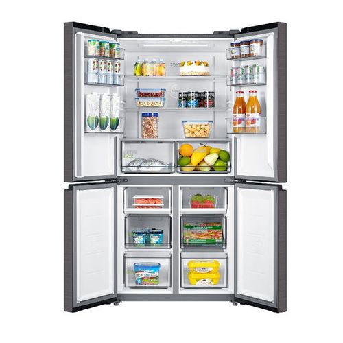 מקרר ‏דלת ליד דלת Midea HQ611RWEN ‏422 ‏ליטר מידאה זכוכית שחורה 