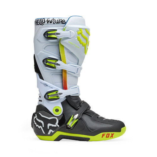 מגף רכיבה פוקס לבן / צהוב שחור / אדום -  FOX MOTION HELLO FUTURE BOOT V25