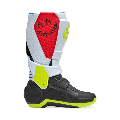 מגף רכיבה פוקס לבן / צהוב שחור / אדום -  FOX MOTION HELLO FUTURE BOOT V25