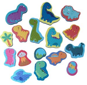 סט 16 מדבקות אמבטיה / דמויות למשחק + שק רשת נדבק - דינוזאורים