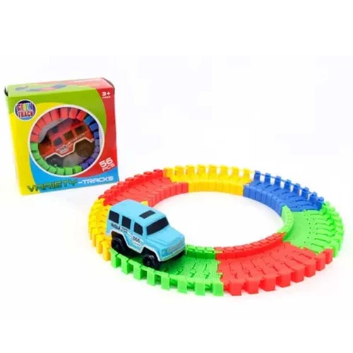 מסלול רכב זוהר בחושך להרכבה 56 חלקים כולל רכב