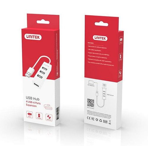 מפצל 4 פורט USB 2.0 לבן Unitek Y-2146