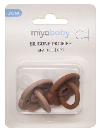 זוג מוצצים 100% סיליקון עם פתחי איוורור למניעת פריחת פה (0-6) - Stone/Caramel