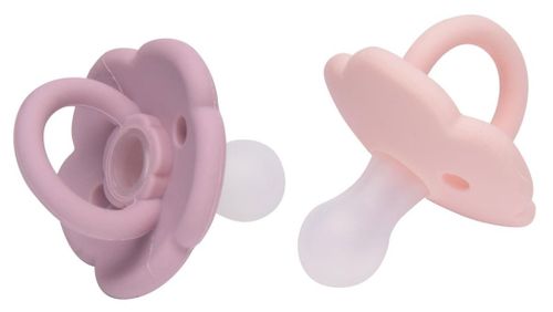 זוג מוצצים 100% סיליקון עם פתחי איוורור למניעת פריחת פה (0-6) - Bubblegum/Blush