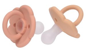 זוג מוצצים 100% סיליקון עם פתחי איוורור למניעת פריחת פה (0-6) - Natural/Peach