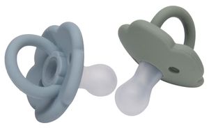 זוג מוצצים 100% סיליקון עם פתחי איוורור למניעת פריחת פה (0-6) - Sky Blue/Sage