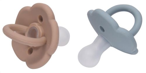 זוג מוצצים 100% סיליקון עם פתחי איוורור למניעת פריחת פה (0-6) - Skyblue/Stone