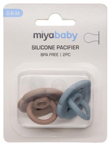 זוג מוצצים 100% סיליקון עם פתחי איוורור למניעת פריחת פה (0-6) - Skyblue/Stone