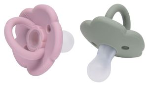 זוג מוצצים 100% סיליקון עם פתחי איוורור למניעת פריחת פה (6+) - Blush/Sage
