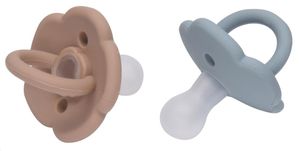 זוג מוצצים 100% סיליקון עם פתחי איוורור למניעת פריחת פה (6+) - Skyblue/Stone