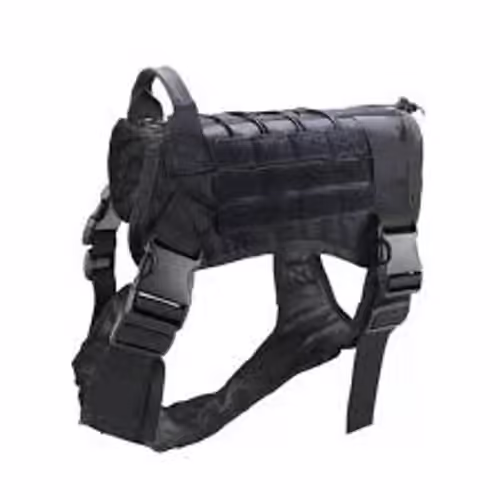 אפוד צבאי טקטי לכלבים בצבע שחור – מידה XL | Tactical Dog Vest