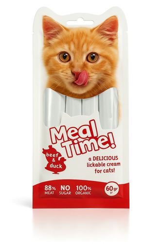  Meal Time – ליקוקית לחתולים בטעם בקר & ברווז (60 גרם | 4 סטיקים)