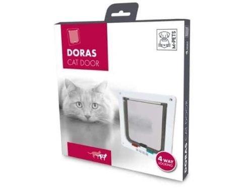 דלת כניסה S לבנה לחתול עם 4 נעילות – M-Pets