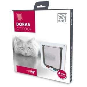 דלת כניסה L לבנה לחתול עם 4 נעילות 250X233 מ"מ – M-Pets