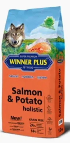  Winner Plus Salmon & Potato Holistic 2KG – מזון סופר־פרימיום ללא דגנים לכלבים רגישים