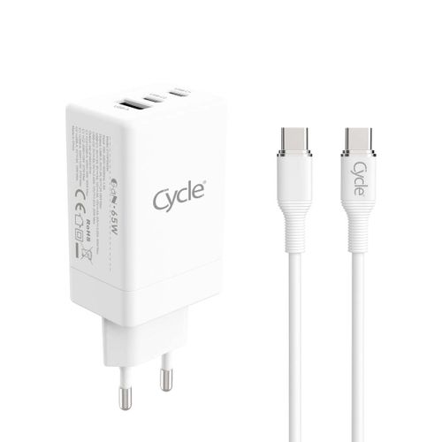 מטען בית 2 יציאות TYPE-C + יציאת Cycle CYHPD65W USB