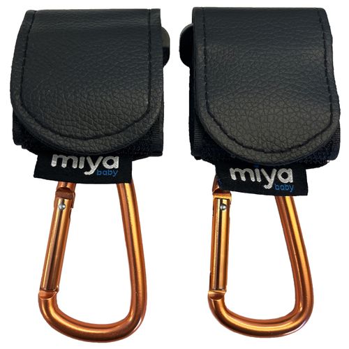 זוג ווים לתליית תיק / שקיות על גבי עגלת תינוק / טיולון - שחור משולב רוז גולד