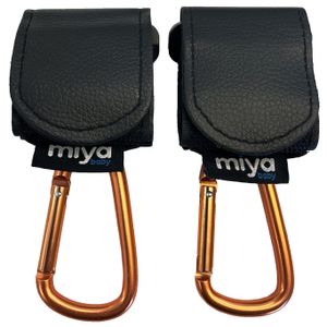 זוג ווים לתליית תיק / שקיות על גבי עגלת תינוק / טיולון - שחור משולב רוז גולד