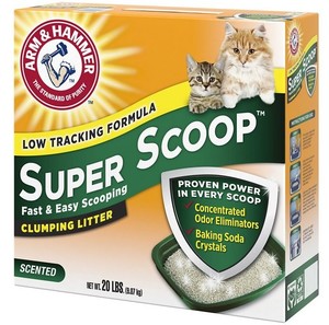 ארם אנד האמר Arm & Hammer- קרטון חול מתגבש וריחני לחתול להפחתת פיזור החול 9 ק"ג (Super Scoop)