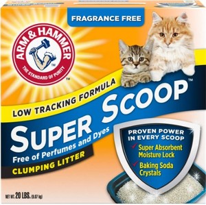 ארם אנד האמר Arm & Hammer- קרטון חול מתגבש לחתול להפחתת פיזור החול 9 ק"ג (Super Scoop)