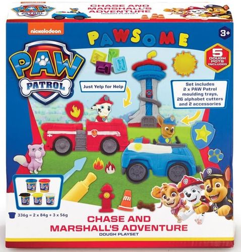 ערכת משחק ויצירה בבצק של מפרץ הרפתקאות עם שתי תבניות ליצירת דמויות של צ'ייס ומארשל