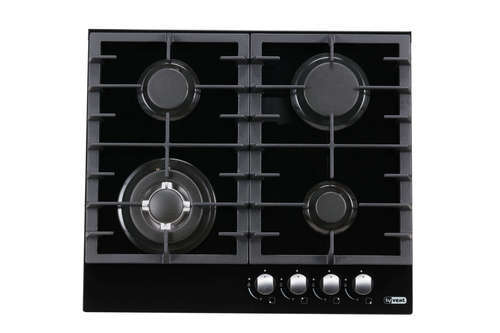 כיריים גז 4 להבות דגם HO-T-650 ליוונט LyVent זכוכית שחורה