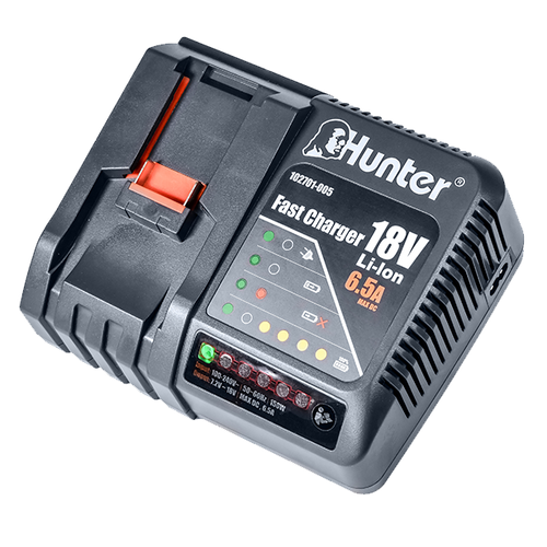 מטען מהיר לסוללות נטען עם חיווי LED ומנגנון Quick Click - HUNTER 102701-005 18V