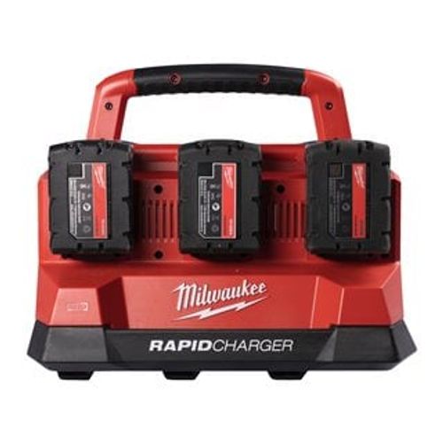 מטען 6 מקומות טעינה מהירה עם חיבור USB - MILWAUKEE M18PC6 PACKOUT 18V