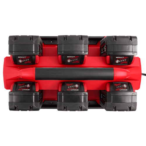 מטען 6 מקומות טעינה מהירה עם חיבור USB - MILWAUKEE M18PC6 PACKOUT 18V