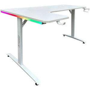 שולחן גיימינג לבן - Dragon TL WHITE עם זווית שמאל כולל תאורת RGB