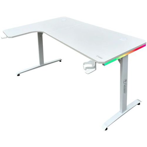 שולחן גיימינג לבן - Dragon TL WHITE עם זווית שמאל כולל תאורת RGB