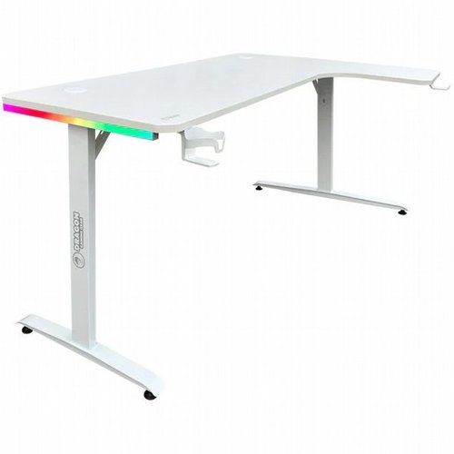 שולחן גיימינג לבן - Dragon TL WHITE עם זווית ימין כולל תאורת RGB