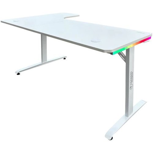 שולחן גיימינג לבן - Dragon TL WHITE עם זווית ימין כולל תאורת RGB
