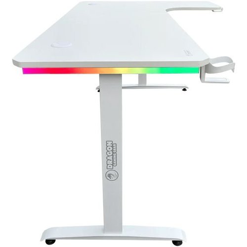 שולחן גיימינג לבן - Dragon TL WHITE עם זווית ימין כולל תאורת RGB
