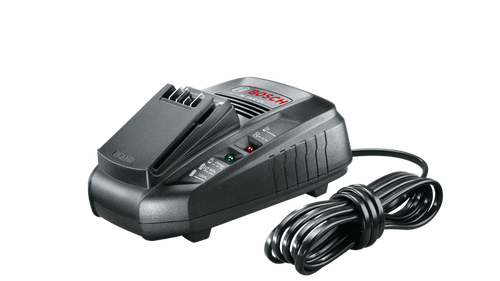 מטען BOSCH AL 1830 CV בצבע ירוק-שחור לסוללות 14.4V/18V ממערכת POWER FOR ALL. מספק זרם טעינה של 3.0A, כולל חיווי 