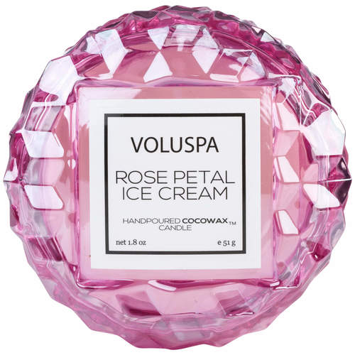 נר מקרון זכוכית‏ 51 גרם - Rose Petal Ice Cream