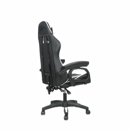 כסא גיימרים ארגונומי איכותי LEVEL UP עם 2 כריות תמיכה, שינוי זוויות של 90-170 מעלות - שחור/לבן