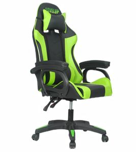כסא גיימרים ארגונומי איכותי LEVEL UP עם 2 כריות תמיכה, שינוי זוויות של 90-170 מעלות - שחור/ירוק