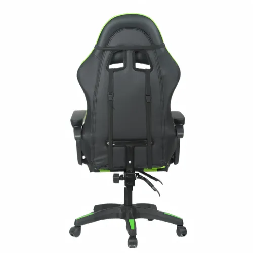 כסא גיימרים ארגונומי איכותי LEVEL UP עם 2 כריות תמיכה, שינוי זוויות של 90-170 מעלות - שחור/ירוק
