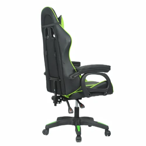כסא גיימרים ארגונומי איכותי LEVEL UP עם 2 כריות תמיכה, שינוי זוויות של 90-170 מעלות - שחור/ירוק