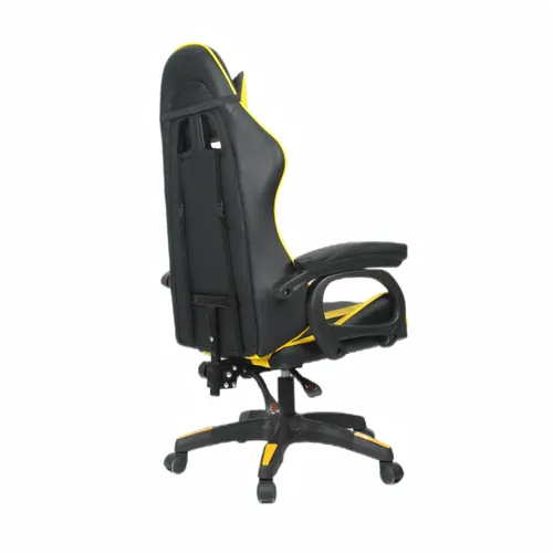 כסא גיימרים ארגונומי איכותי LEVEL UP עם 2 כריות תמיכה, שינוי זוויות של 90-170 מעלות - שחור/צהוב