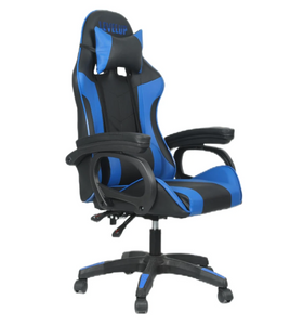 כסא גיימרים ארגונומי איכותי LEVEL UP עם 2 כריות תמיכה, שינוי זוויות של 90-170 מעלות - שחור/כחול