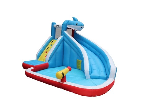 מתקן מתנפח פארק מים הכריש הענק JUMPER שיכשוכית+מגלשה+קיר טיפוס דגם 63114